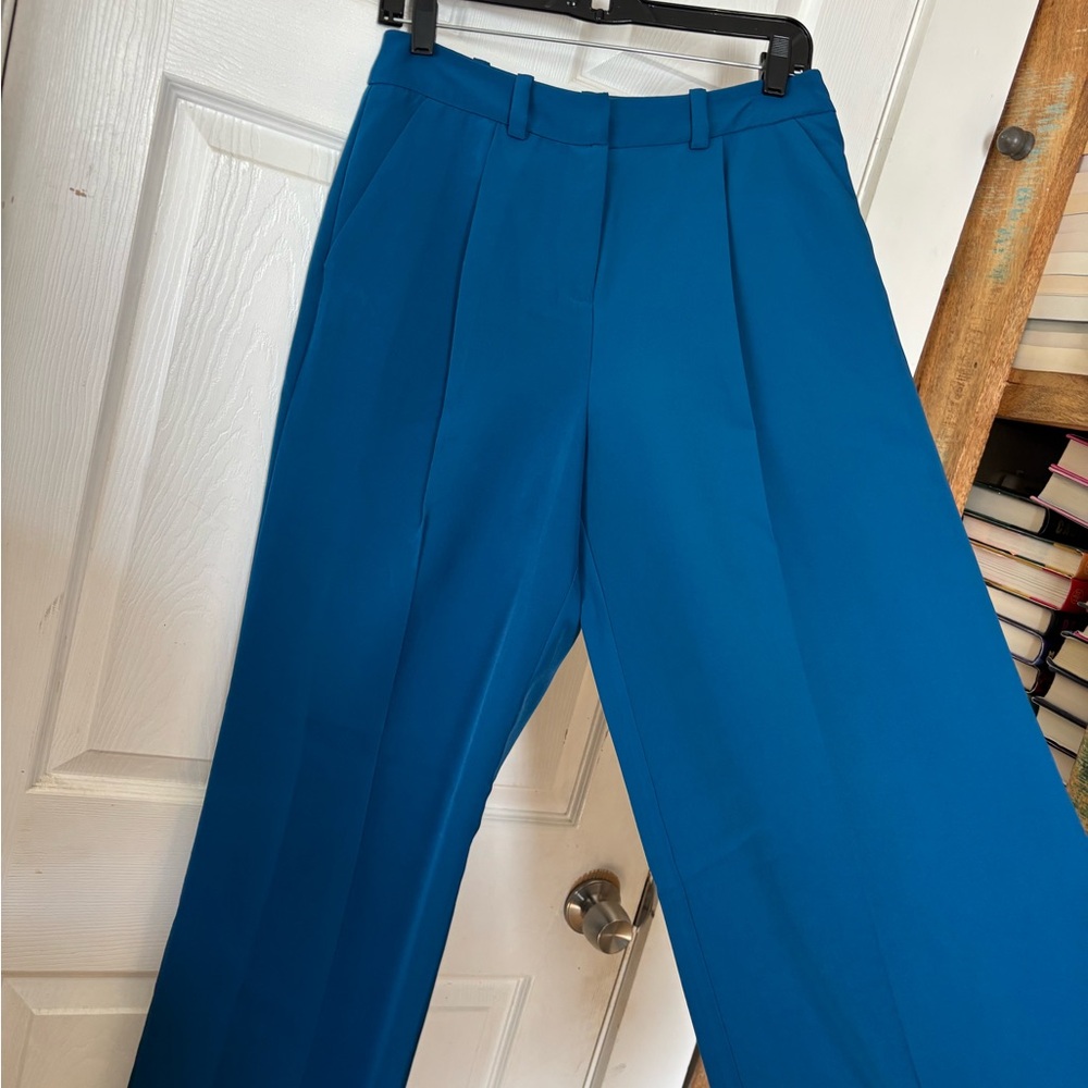 NWT New York and Company Blue High Rise Wide Leg Trousers Size Small - Picture 5 of 11